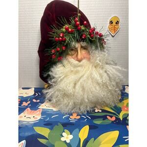 Debra Henderson Studio Drolleries Drollery Berry Santa Head Ornament